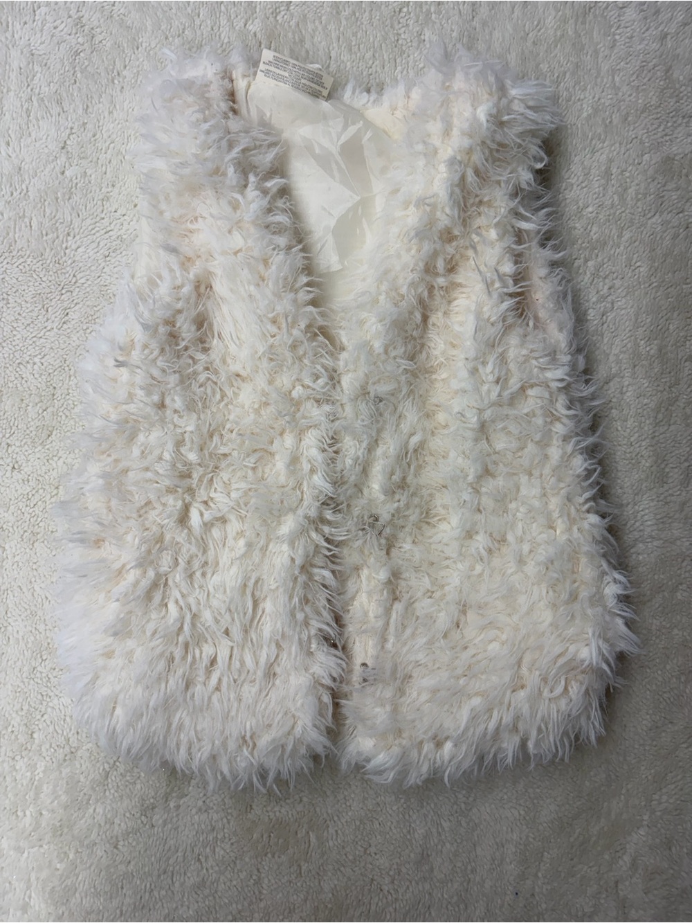 Faux Fur Sleeveless Vest - Cream